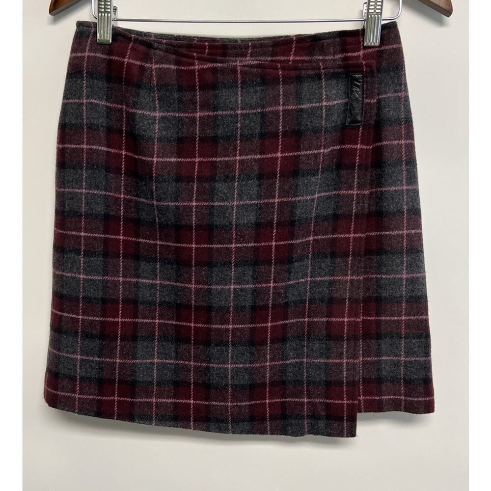 Vintage 90s Y2K Style Mini Wrap skirt Recycled Wool Tartan Plaid Sz 4 Academia - Picture 3 of 12